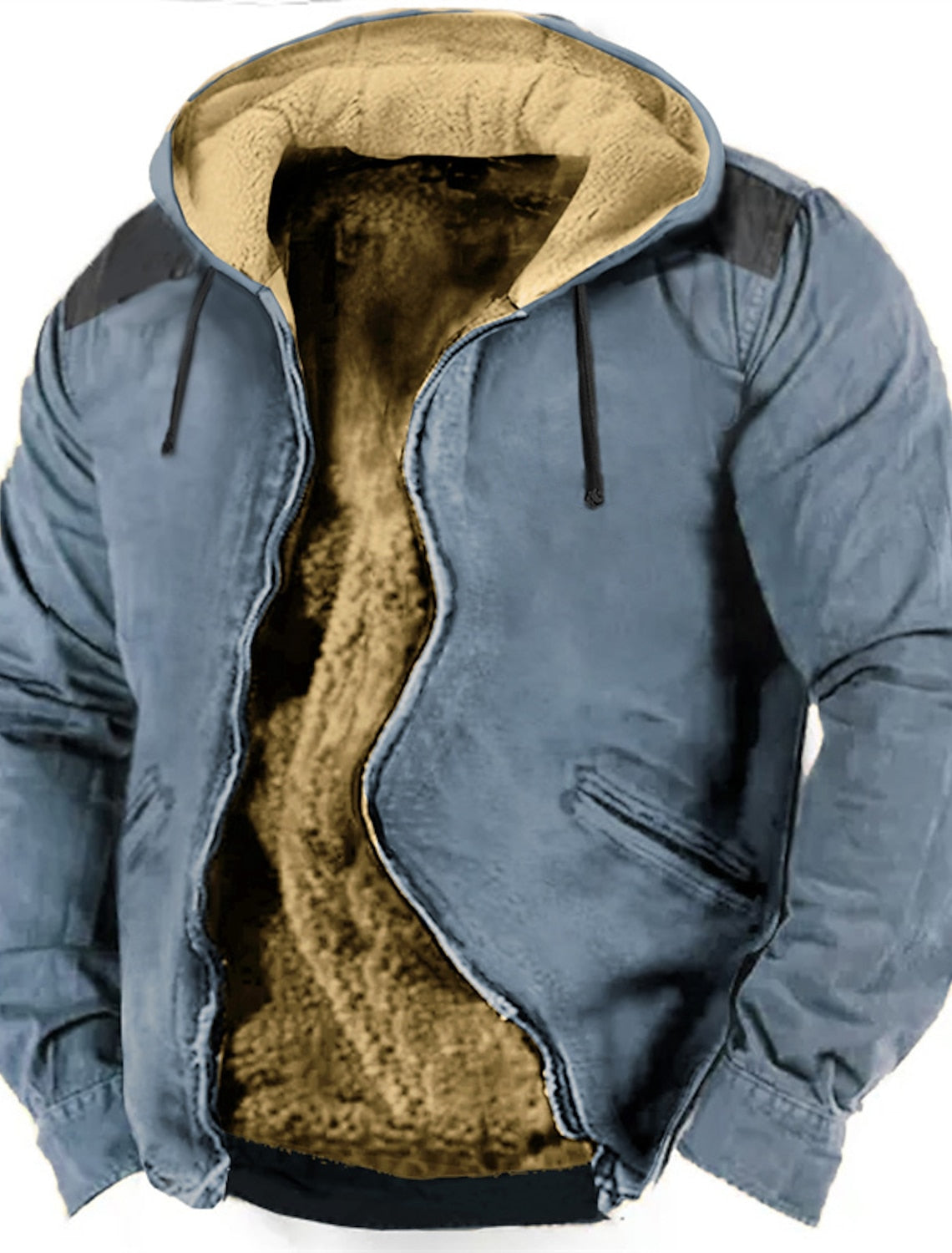 Men's Hoodie Full Zip Hoodie Fleece Jacket Thick Hoodies Blue Brown ...